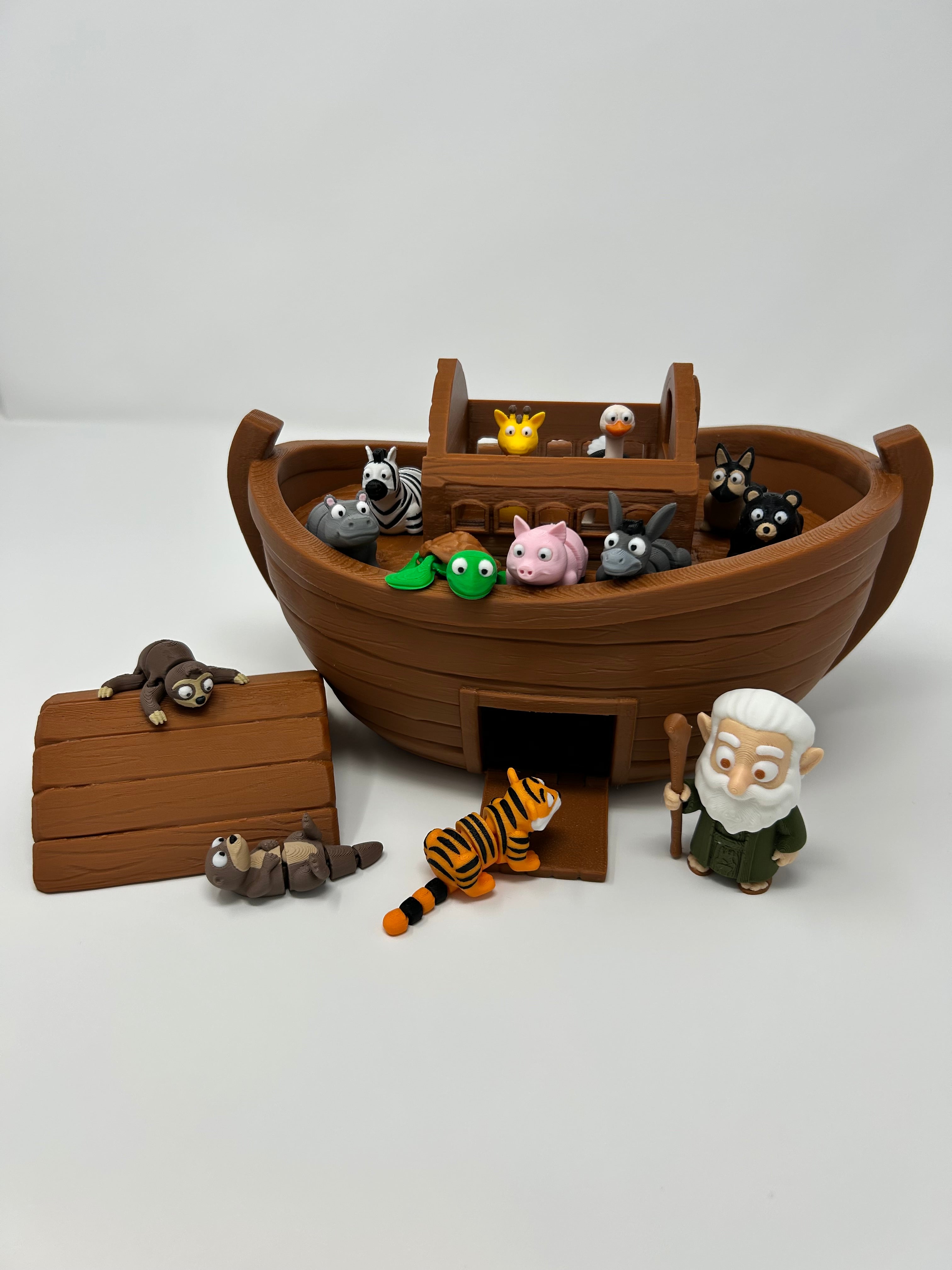 Noah's Ark 3D Printed Playset with 12 Animals | Christian Toy Gift